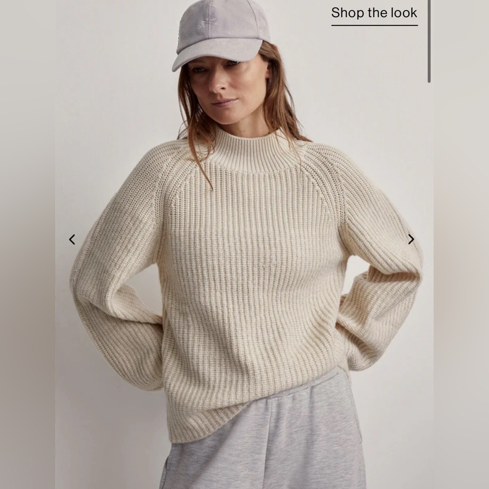 NWT Varley Cecile Raglan Knit Mock Neck Pullover Sweater in Birch Size Medium - Picture 5 of 13